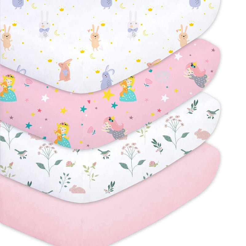 4 Pack Set Fitted Sheets for Standard Crib and Toddler Mattress - Babies Mall