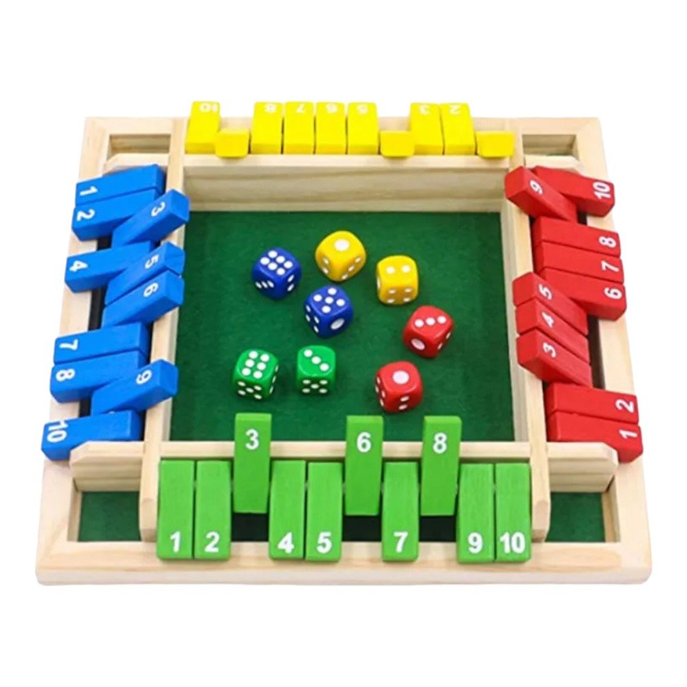 4 - Player Shut the Box Game – Solid Wood Board with Felt Lining - Babies Mall