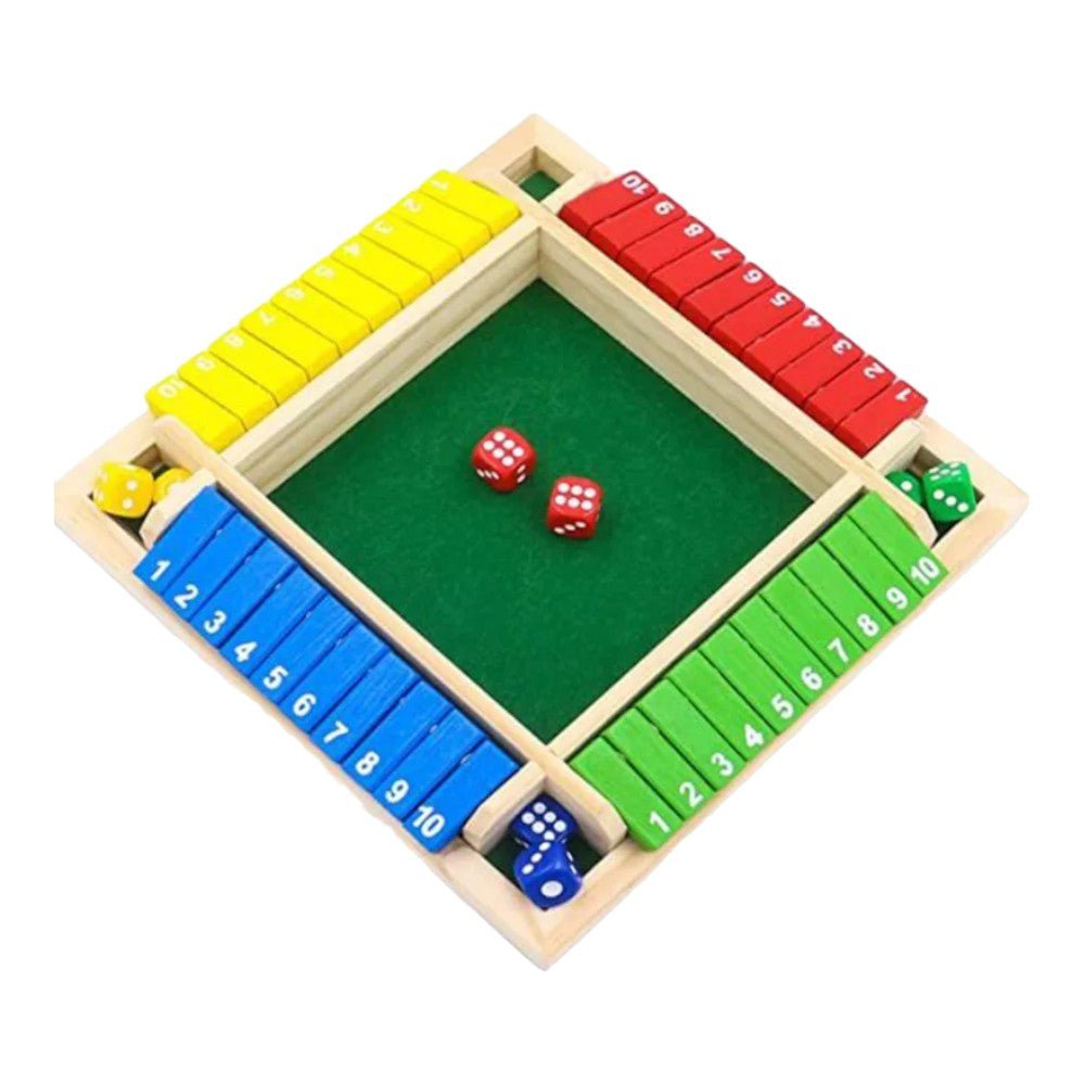 4 - Player Shut the Box Game – Solid Wood Board with Felt Lining - Babies Mall
