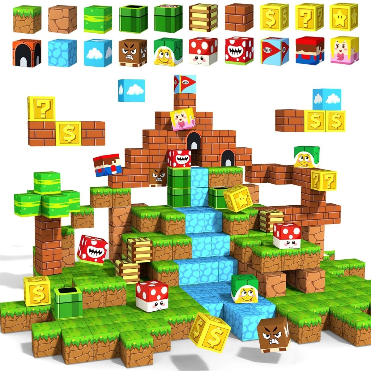 54 Magnetic Cubes with Game Pieces, STEM Building Toy for Kids 3+ - Babies Mall