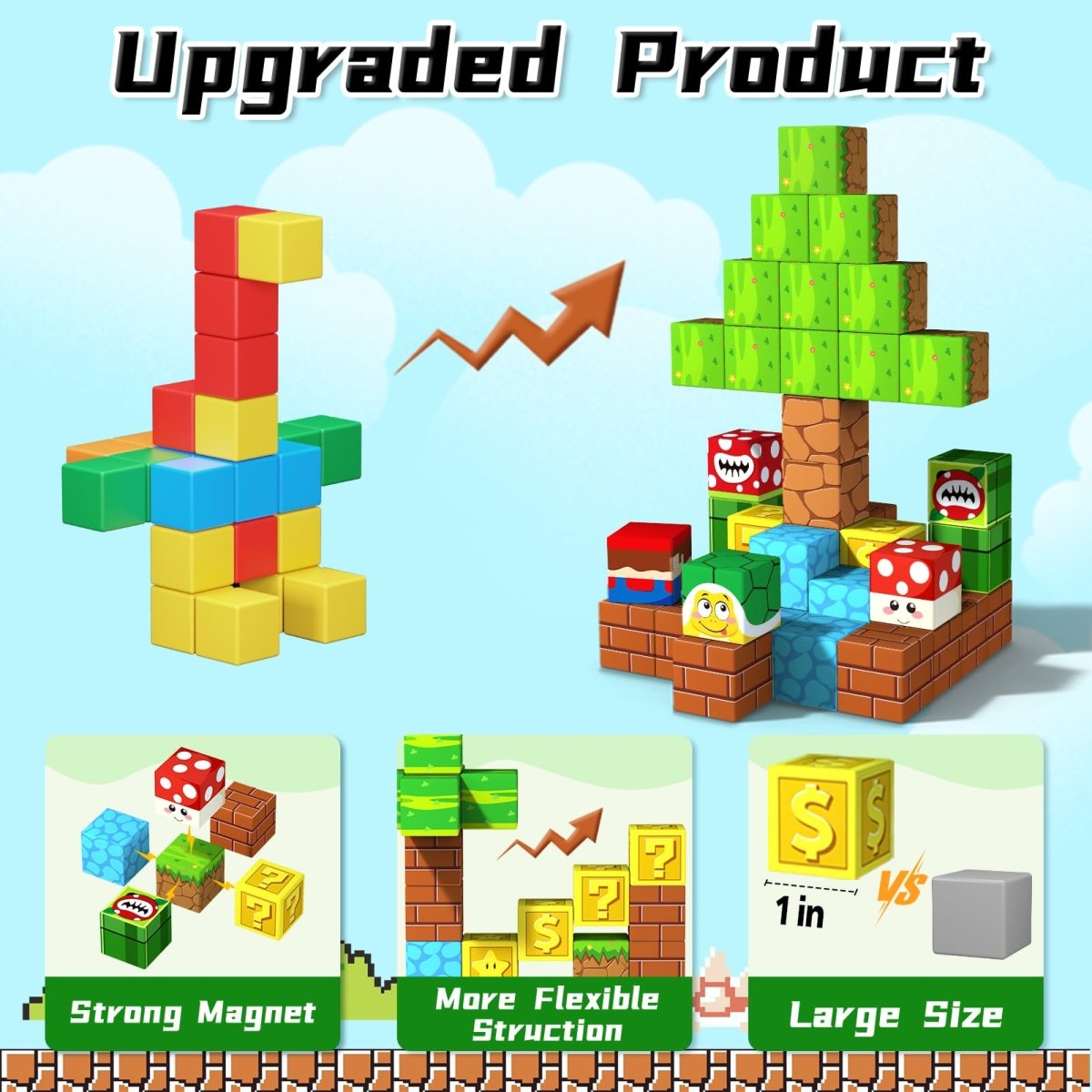54 Magnetic Cubes with Game Pieces, STEM Building Toy for Kids 3+ - Babies Mall