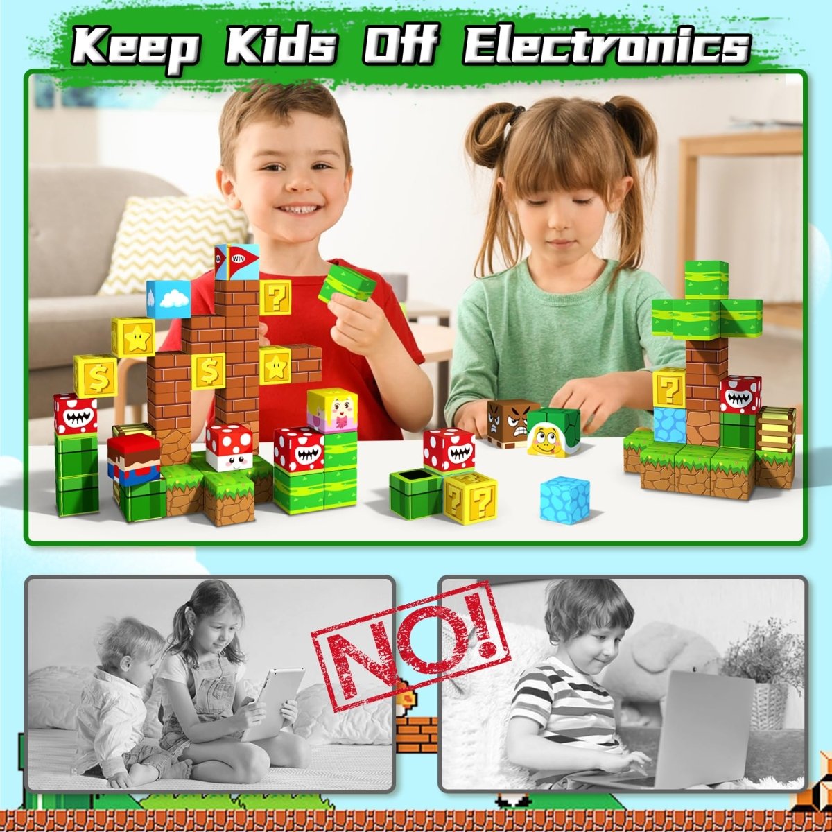54 Magnetic Cubes with Game Pieces, STEM Building Toy for Kids 3+ - Babies Mall