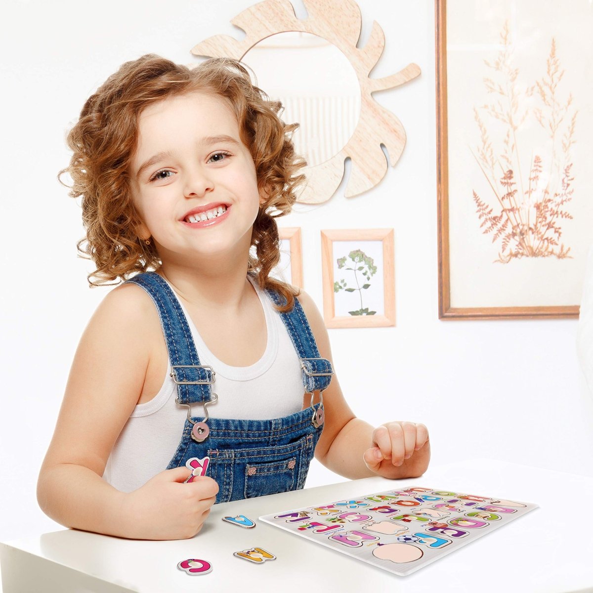 6 - Pack Wooden Peg Puzzles Letters, Numbers, Shapes & Animals - Babies Mall
