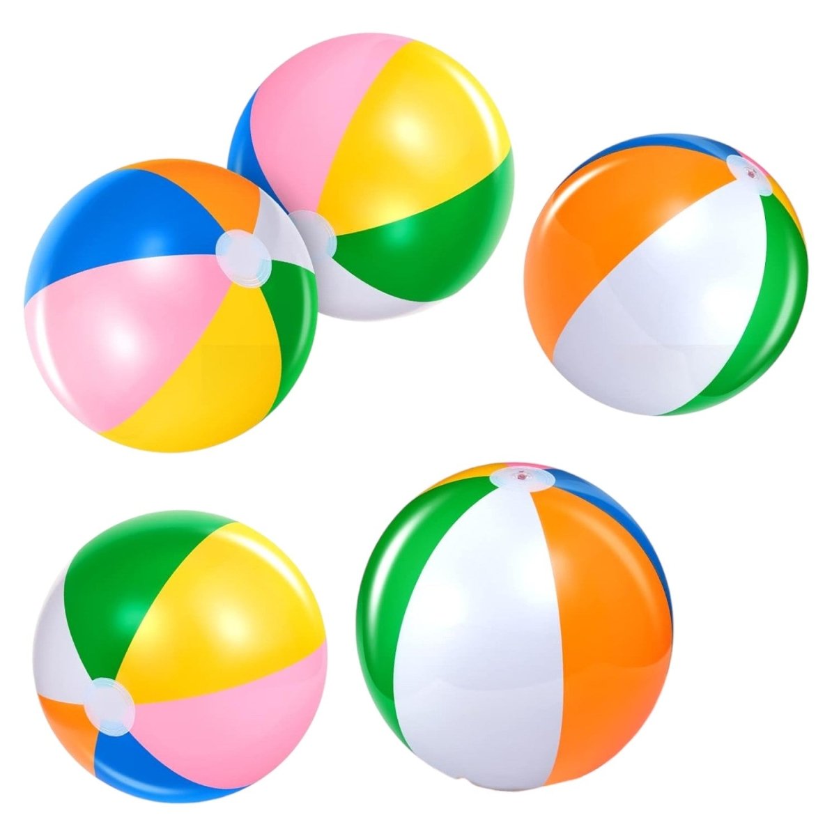 60cm Inflatable Beach Balls, 5 Pack Multicolor Set - Babies Mall