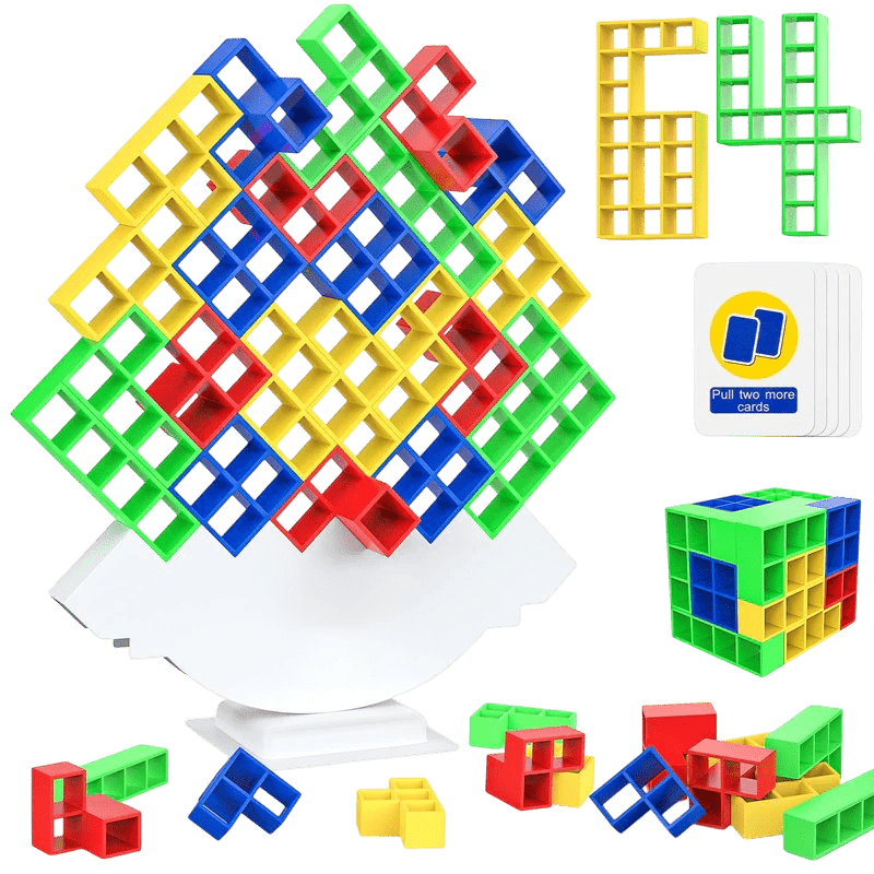 64pcs Tetris Tower Balance Game, Educational Stacking - Babies Mall