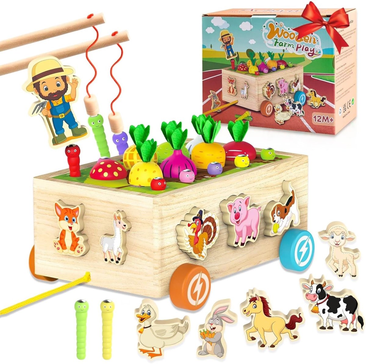 8 - in - 1 Wooden Toy – Fishing, Shape Sorting & Animal Matching - Babies Mall
