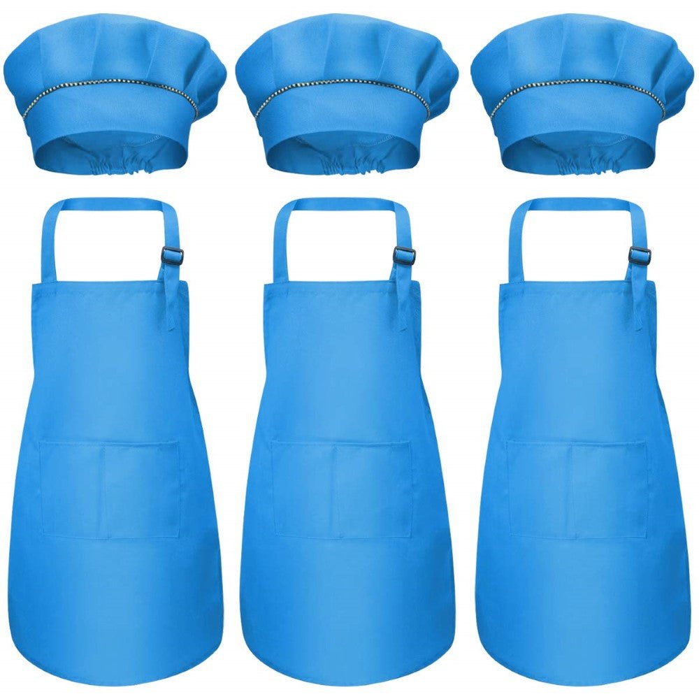 Adjustable Kids Chef Apron Set with Pockets 3 Pack Ages 3 - 6 - Babies Mall