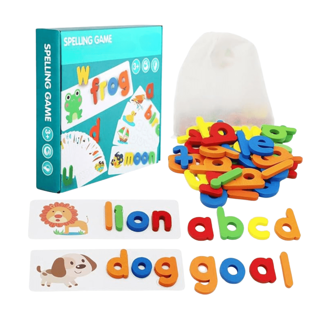 Alphabet Spelling Game with Flash Cards and Letter Blocks for Ages 3+ - Babies Mall