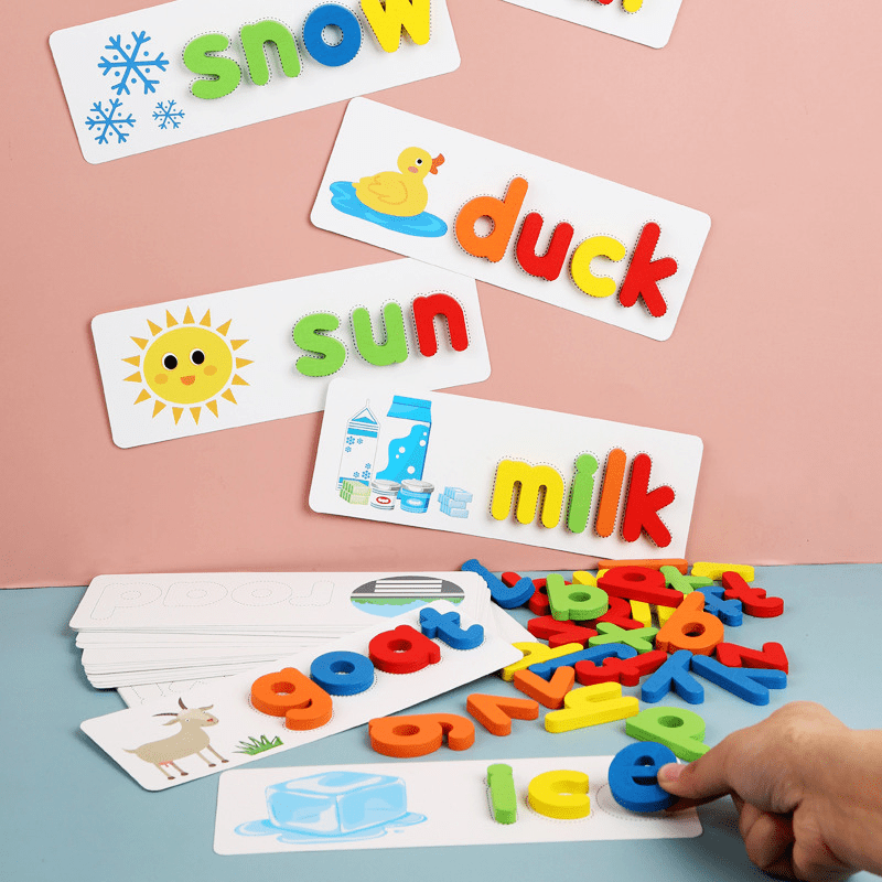 Alphabet Spelling Game with Flash Cards and Letter Blocks for Ages 3+ - Babies Mall