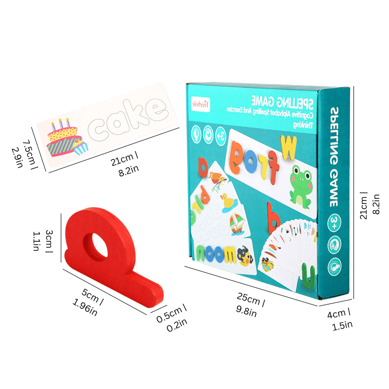 Alphabet Spelling Game with Flash Cards and Letter Blocks for Ages 3+ - Babies Mall