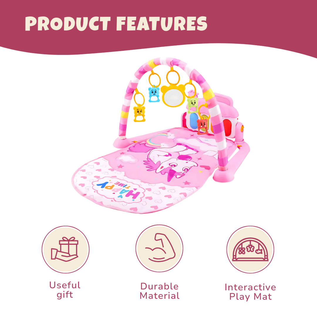 Baby Activity Gym with Kick Piano, Hanging Toys 0 - 36 Months Blue/Pink - Babies Mall