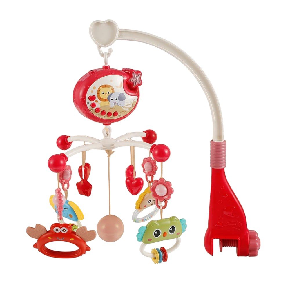 Baby Crib Mobile with 150 Songs, Projector, Night Light, Red - Babies Mall
