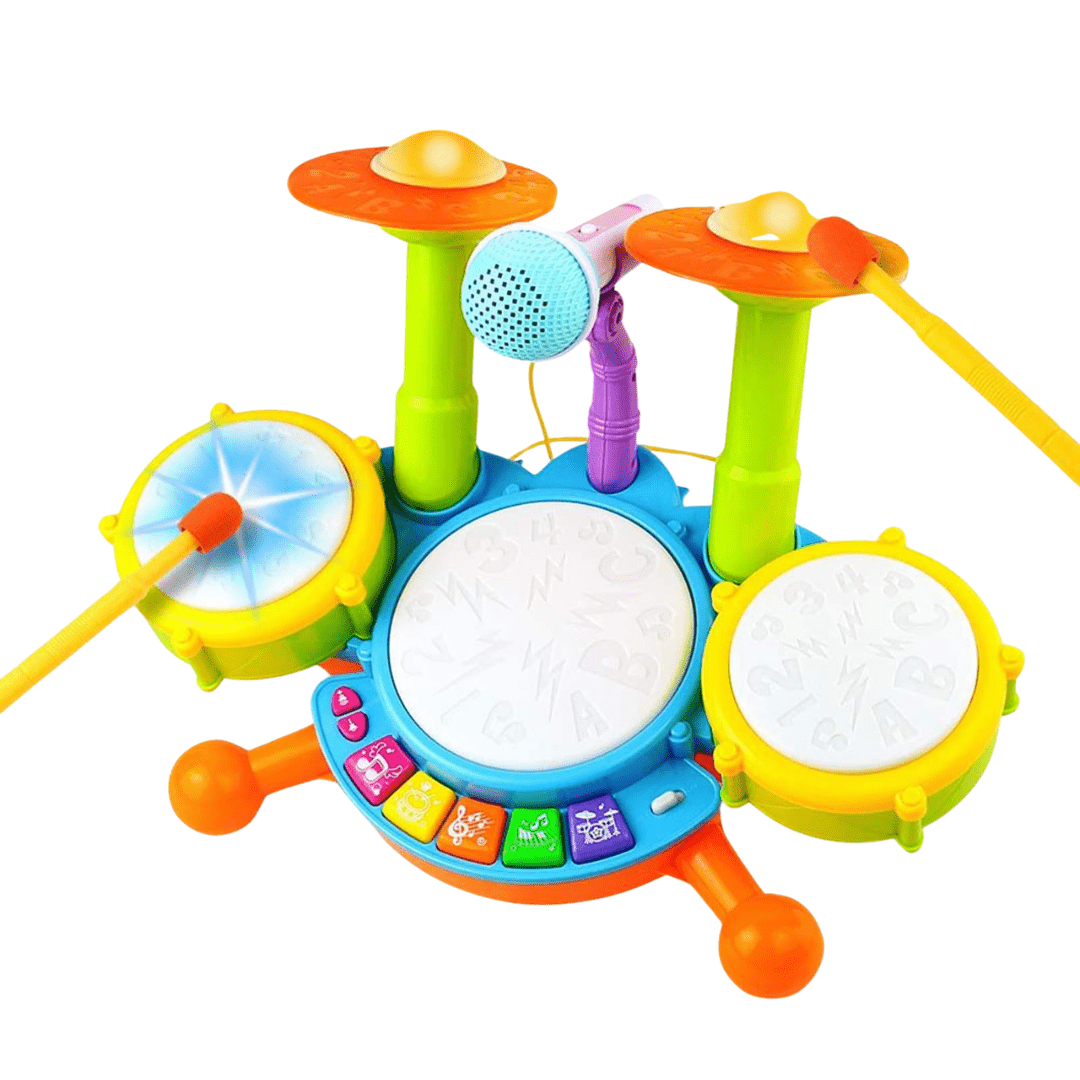 Baby Drum Set Toy 3 - in - 1 Musical Instrument with Lights & Sound - Babies Mall