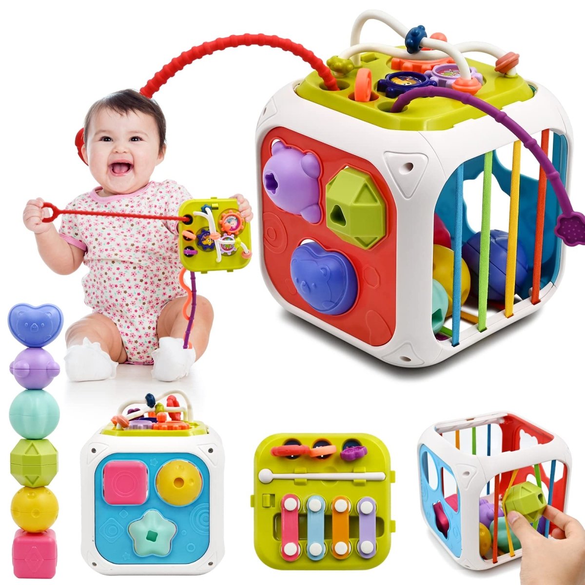 Baby Educational Toy 7 - in - 1, Activity Cube for 18 - 36 Months - Babies Mall