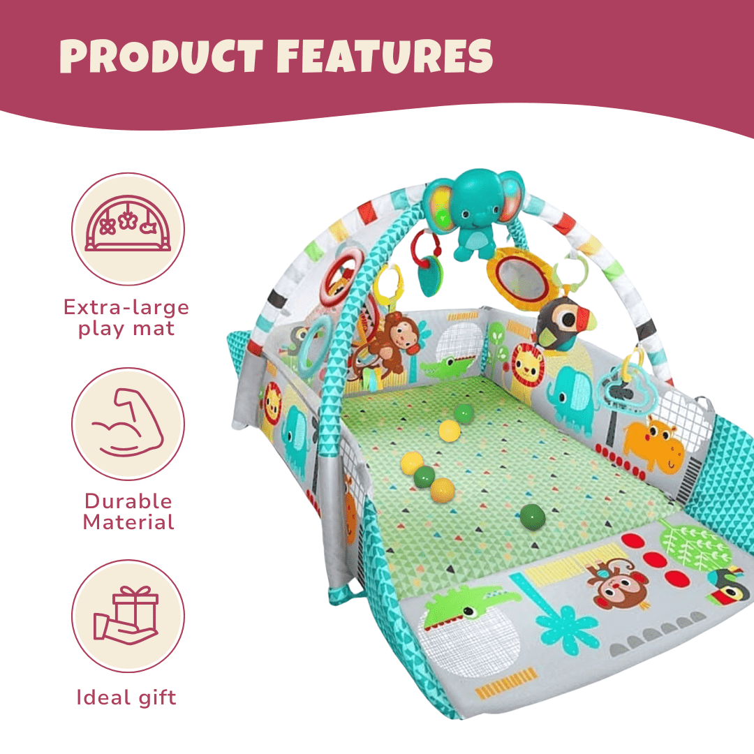 Baby Fitness Frame with Crawling Mat, Learning Play Gym with Soft Toys - Babies Mall