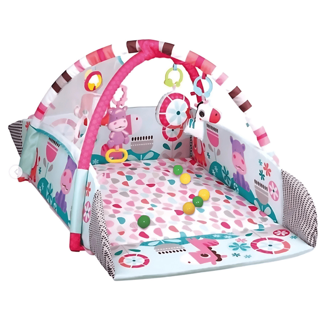 Baby Fitness Frame with Crawling Mat, Learning Play Gym with Soft Toys - Babies Mall