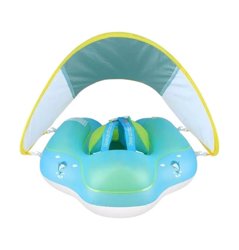 Baby Float with Canopy, Inflatable Pool Ring for 3–36 Months, Blue - Babies Mall