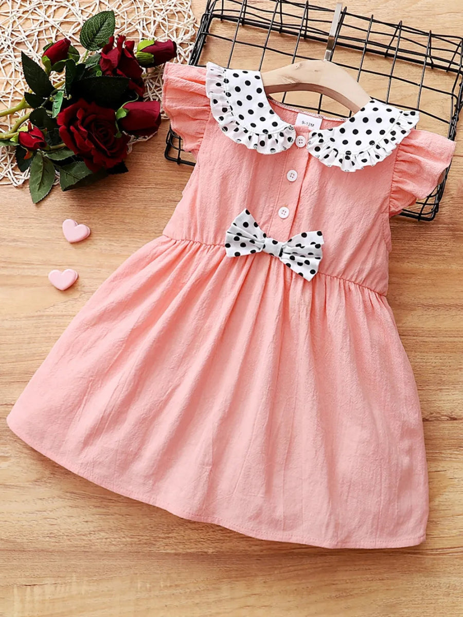 Baby Girl Cotton Bow Dress – Comfortable Everyday Style - Babies Mall