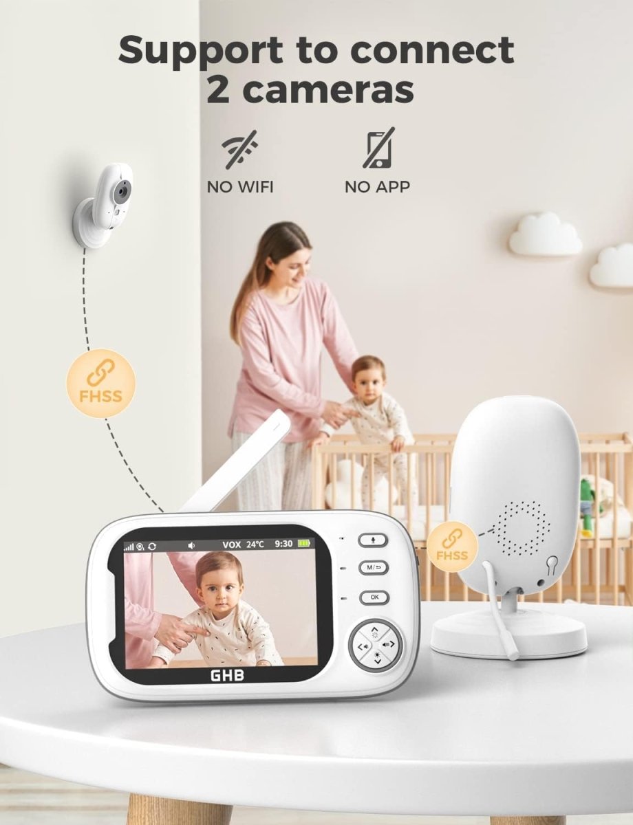 Baby Monitor with 3.5” LCD, Dual Cameras, Temperature Sensor - Babies Mall