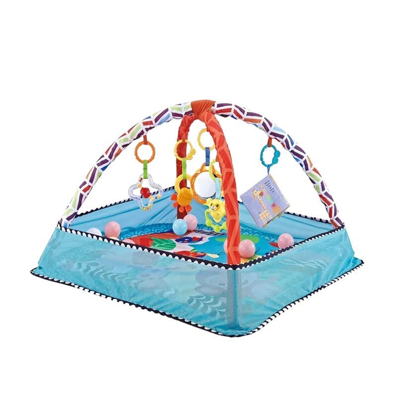 Baby Play Mat with Hanging Toys – Washable, Soft & Sensory - Friendly - Babies Mall