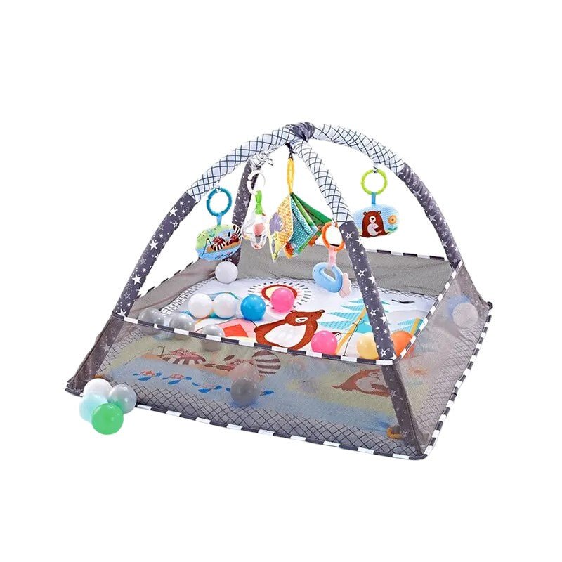 Baby Play Mat with Hanging Toys – Washable, Soft & Sensory - Friendly - Babies Mall