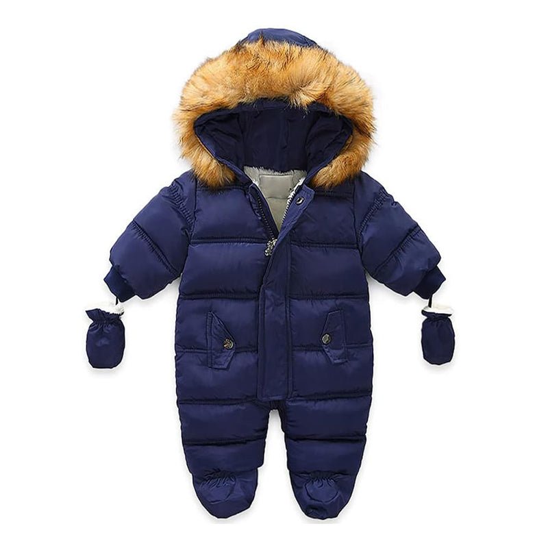 Baby Snowsuit with Hood & Mittens Waterproof Winter Romper - Babies Mall