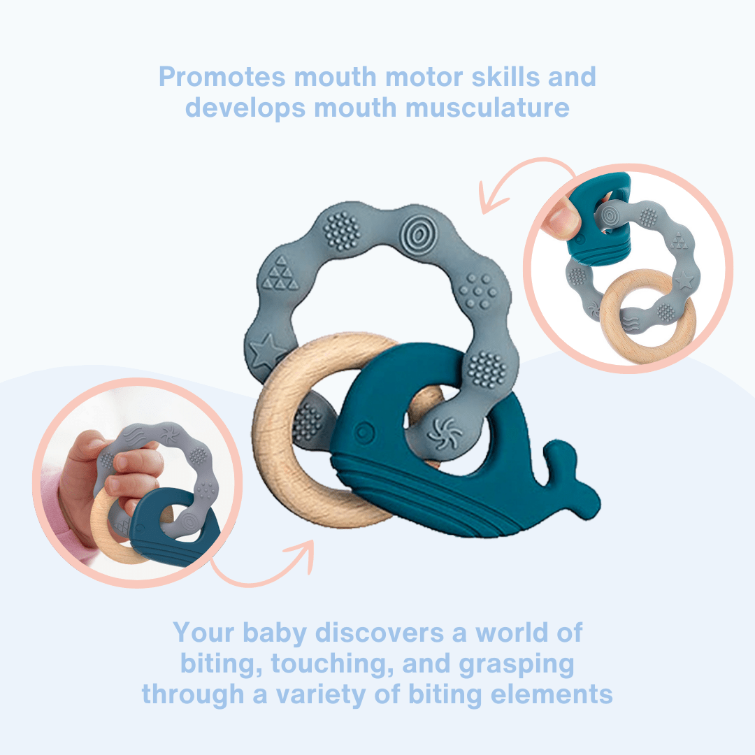 Baby Teething Ring Set Textured Silicone Toys with Pacifier for Kids - Babies Mall