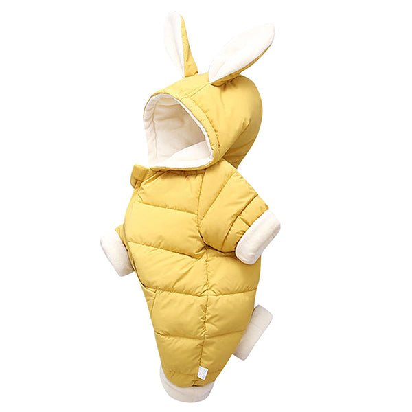 Baby Winter Hooded Romper Thick Rabbit Ear Jumpsuit - Babies Mall