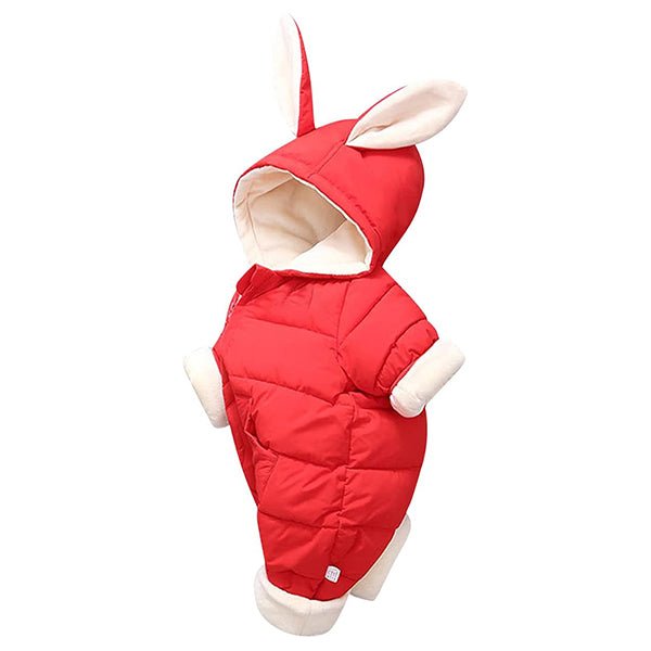 Baby Winter Hooded Romper Thick Rabbit Ear Jumpsuit - Babies Mall