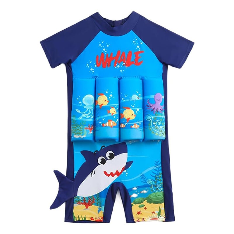 Children's Swimsuit with Removable Floats, One - Piece Rash Guard - Babies Mall