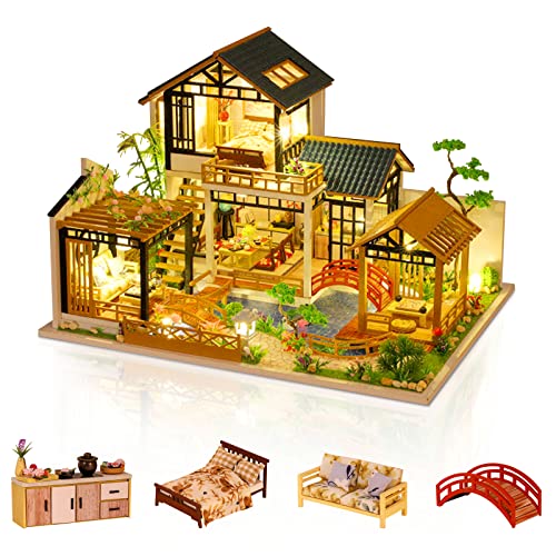 Chinese - Style 3D Dollhouse Kit with LED Lights and Dust Cover - Babies Mall