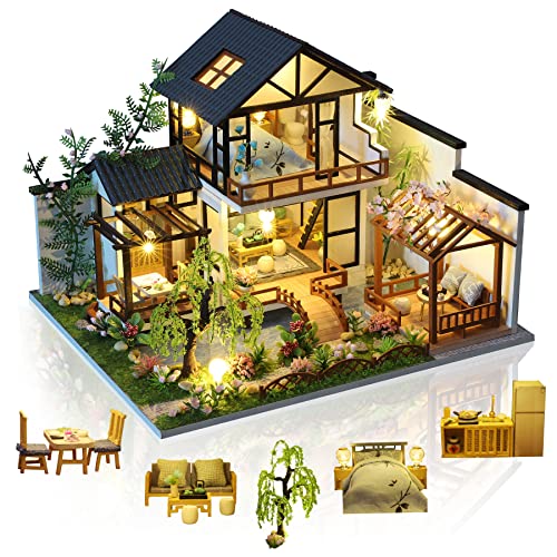 Chinese - Style 3D Dollhouse Kit with LED Lights and Dust Cover - Babies Mall