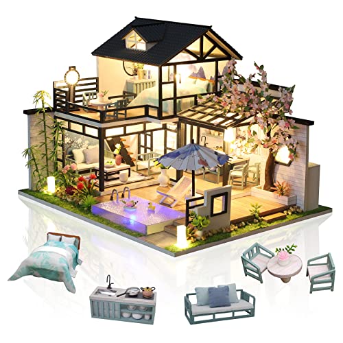 Chinese - Style 3D Dollhouse Kit with LED Lights and Dust Cover - Babies Mall