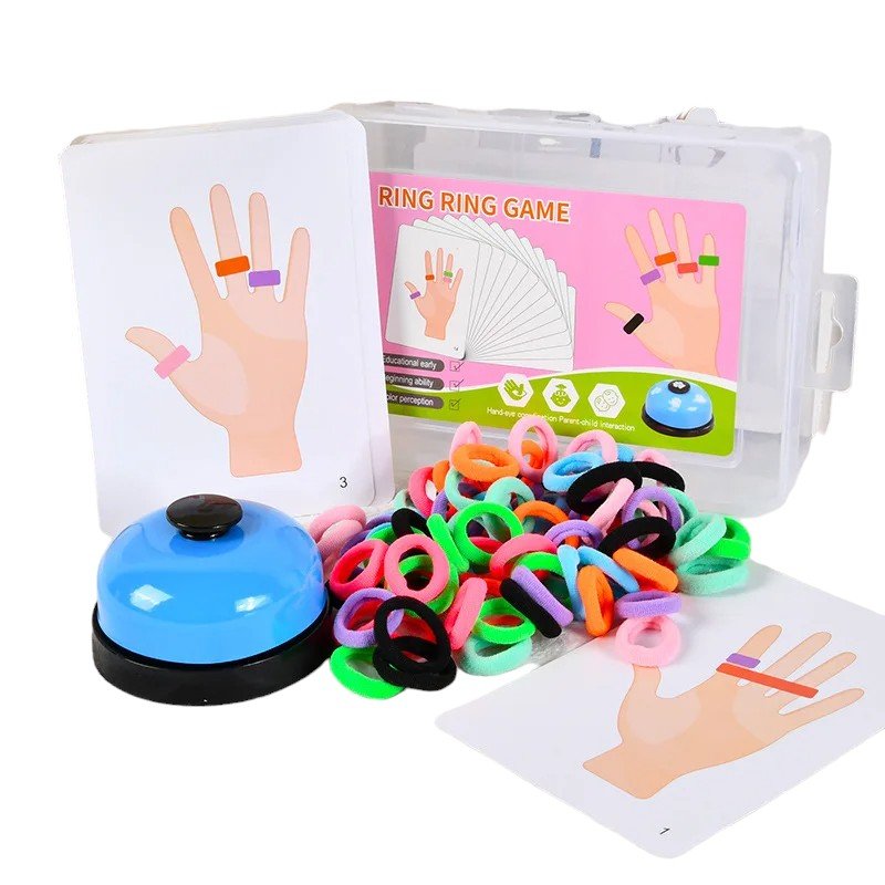 Colorful Elastic Ring Game with Storage Box and Cards - Babies Mall