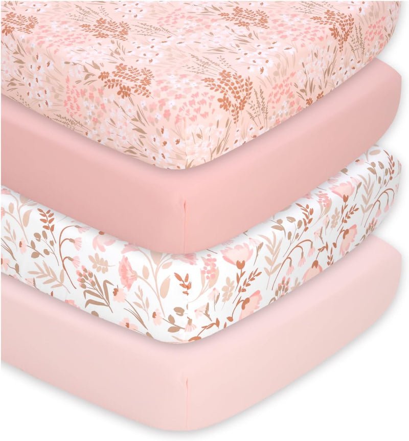 Crib Sheet Covers 4 - Pack, Fitted Microfiber for Standard Crib Mattress - Babies Mall