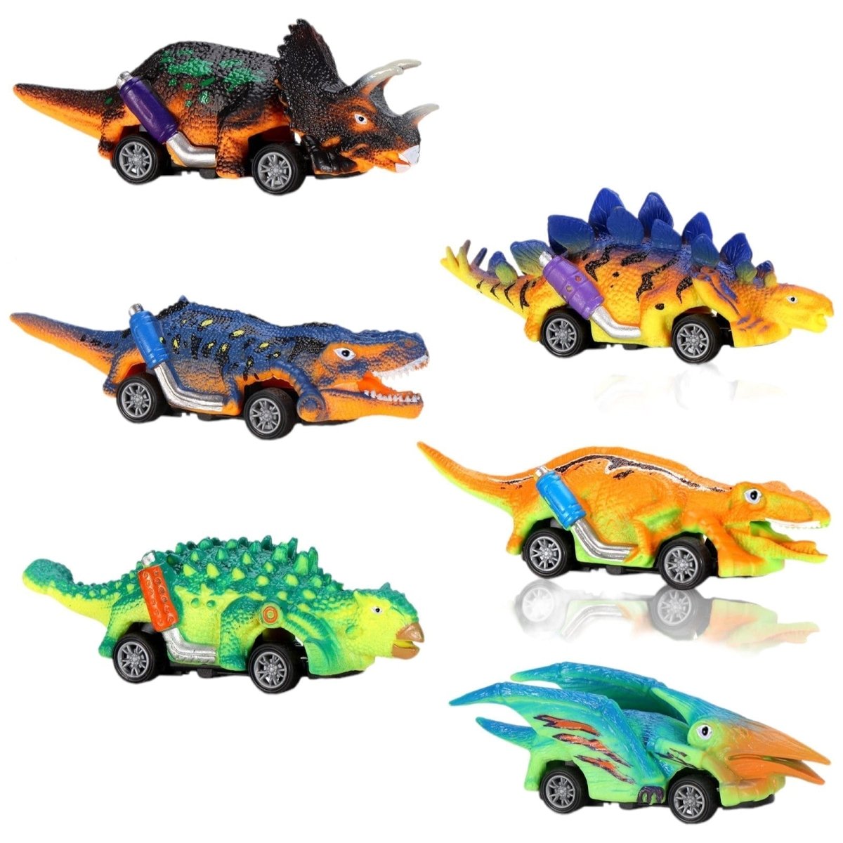 Dinosaur Pull Back Trucks 6 Pack Toy Cars for Kids Ages 3 - 5 - Babies Mall