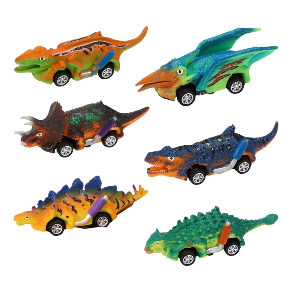 Dinosaur Pull Back Trucks 6 Pack Toy Cars for Kids Ages 3 - 5 - Babies Mall