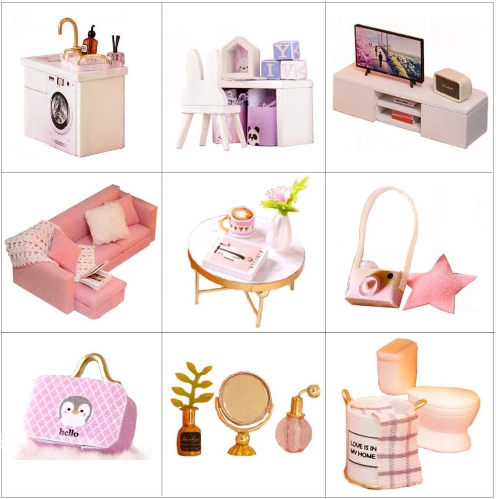 DIY Dollhouse Building Kit with Creative Room Designs & Decor - Babies Mall