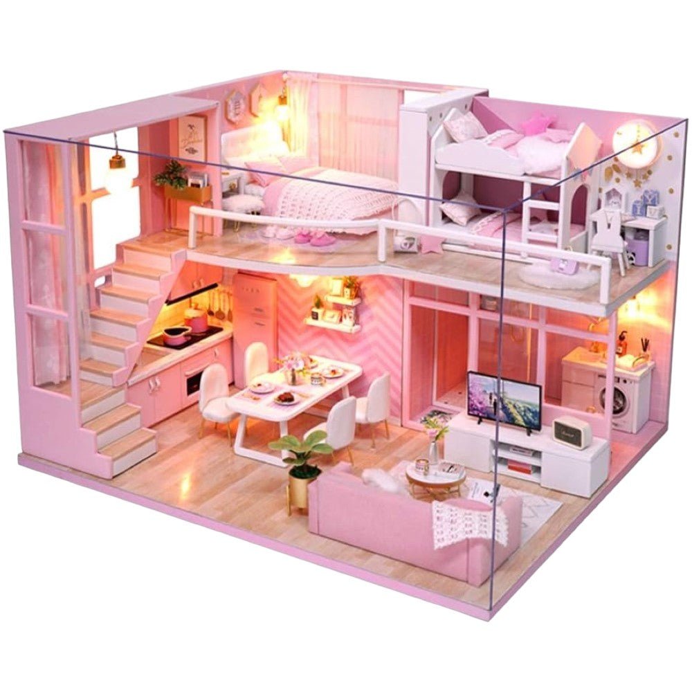DIY Dollhouse Building Kit with Creative Room Designs & Decor - Babies Mall