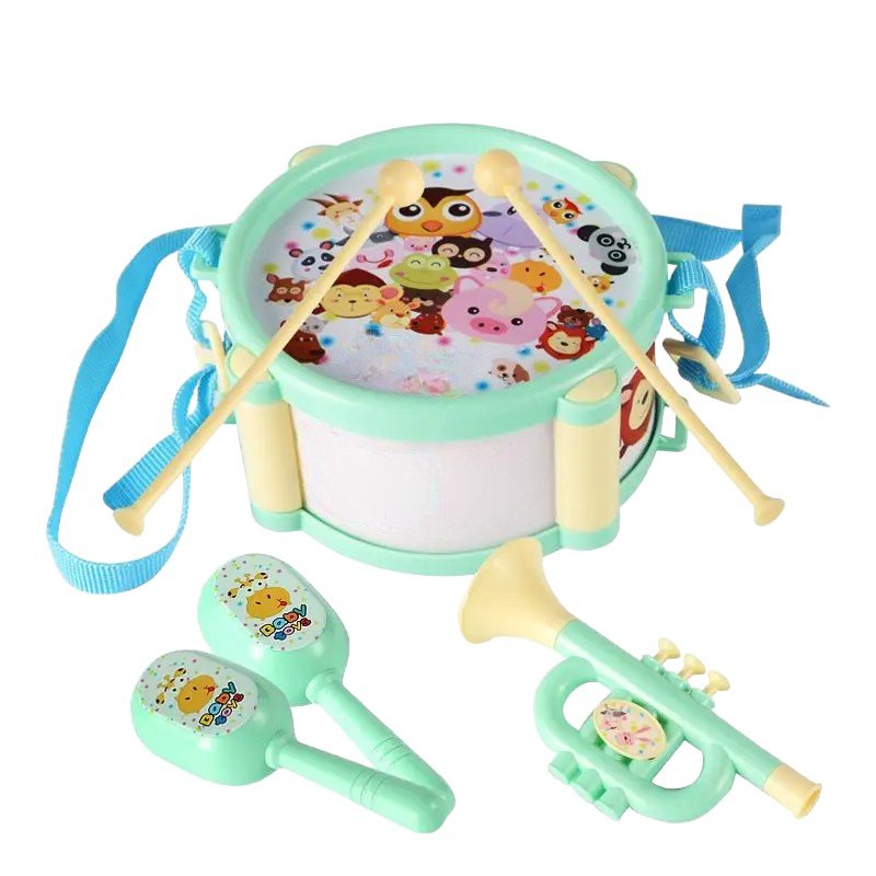 Double - Sided Baby Drum with Hand Tapping, Waist Strap & Trumpet - Babies Mall