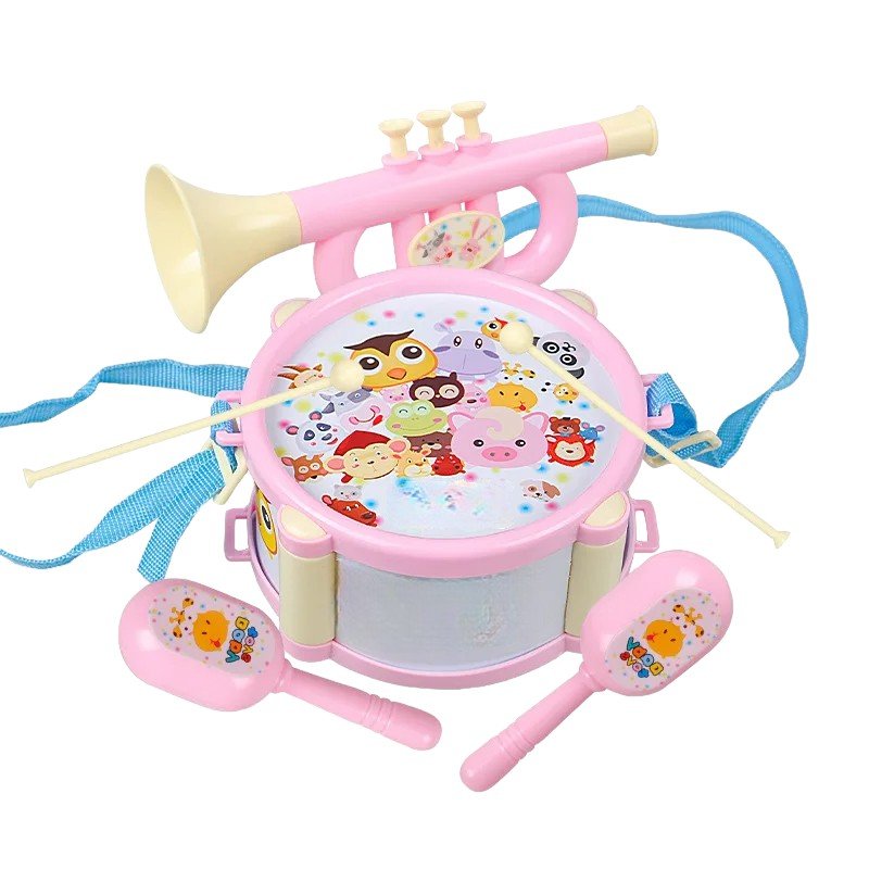 Double - Sided Baby Drum with Hand Tapping, Waist Strap & Trumpet - Babies Mall