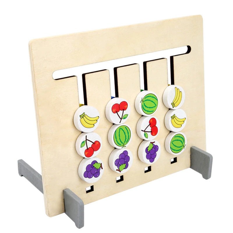 Double - Sided Wooden Matching Game with Fruit and Color Cards - Babies Mall