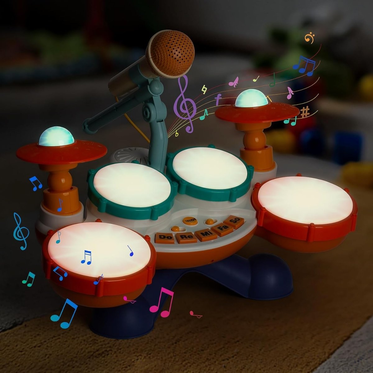 Drum Set Musical Instrument for Toddlers 1 - 2 Years, 3 - in - 1 Percussion - Babies Mall