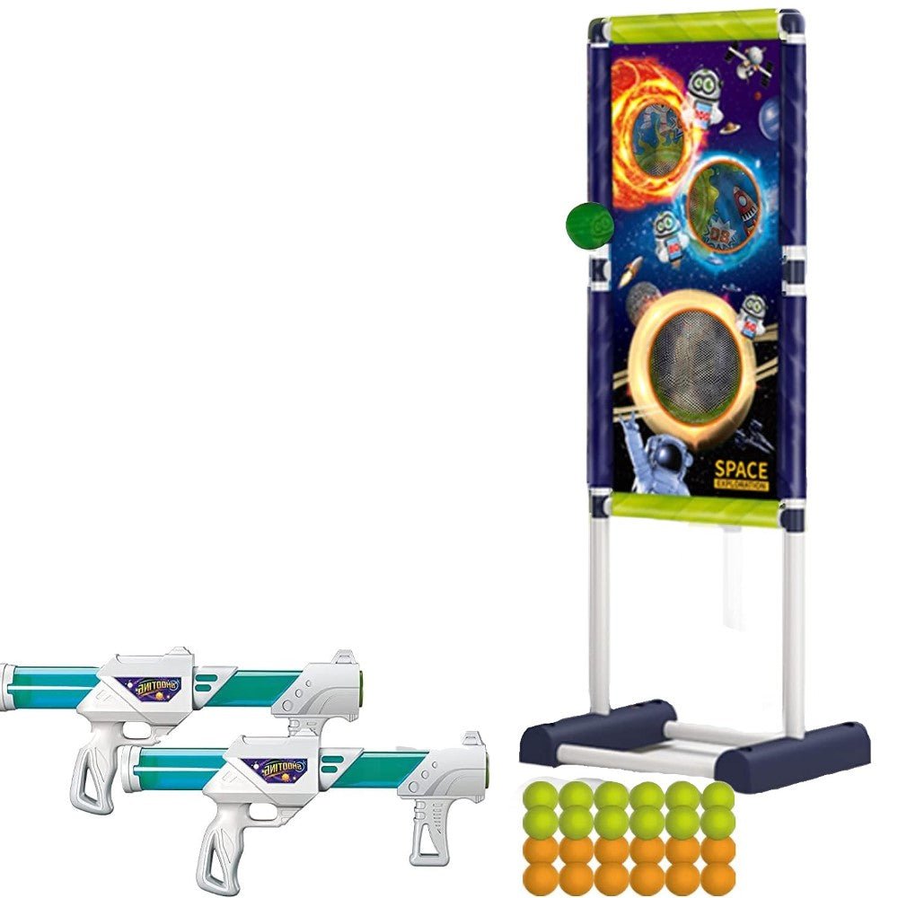 Dual Foam Ball Blaster Toy Set With Target Indoor & Outdoor Play - Babies Mall