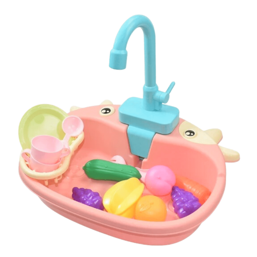 Electric Kitchen Sink Toy Set – Mini Pretend Dishwasher & Accessories - Babies Mall