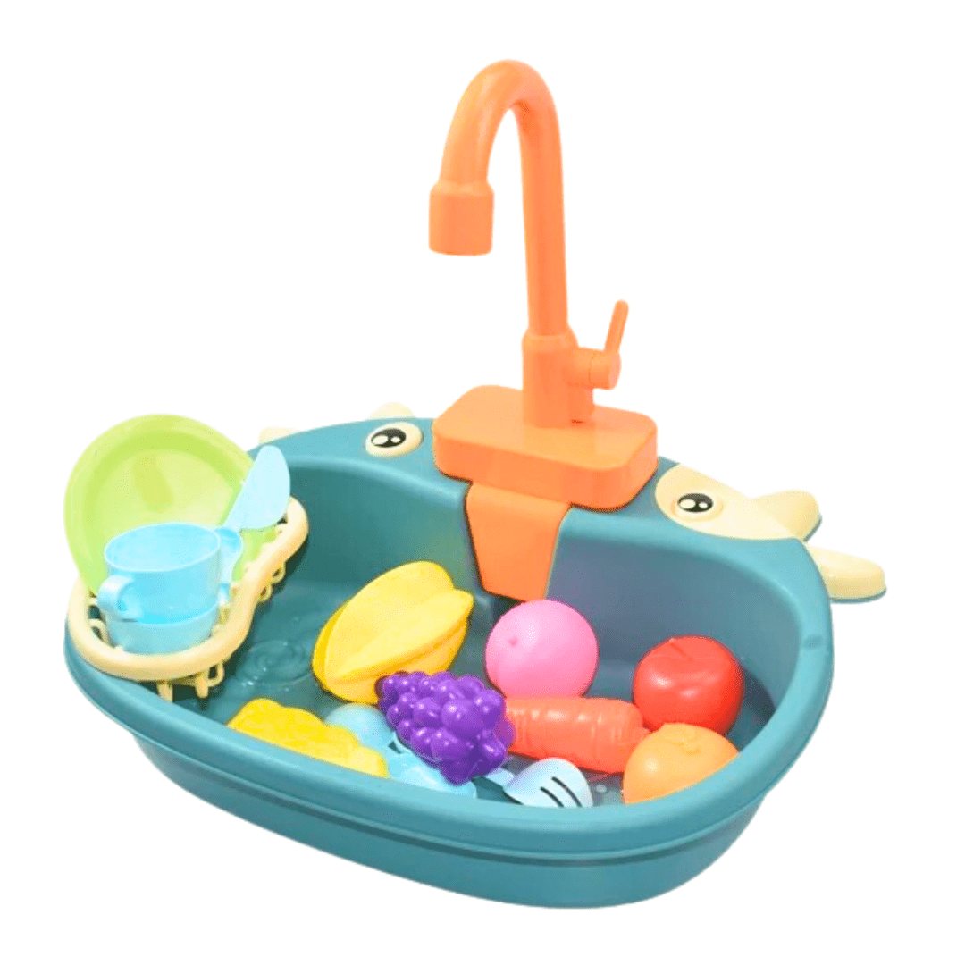 Electric Kitchen Sink Toy Set – Mini Pretend Dishwasher & Accessories - Babies Mall