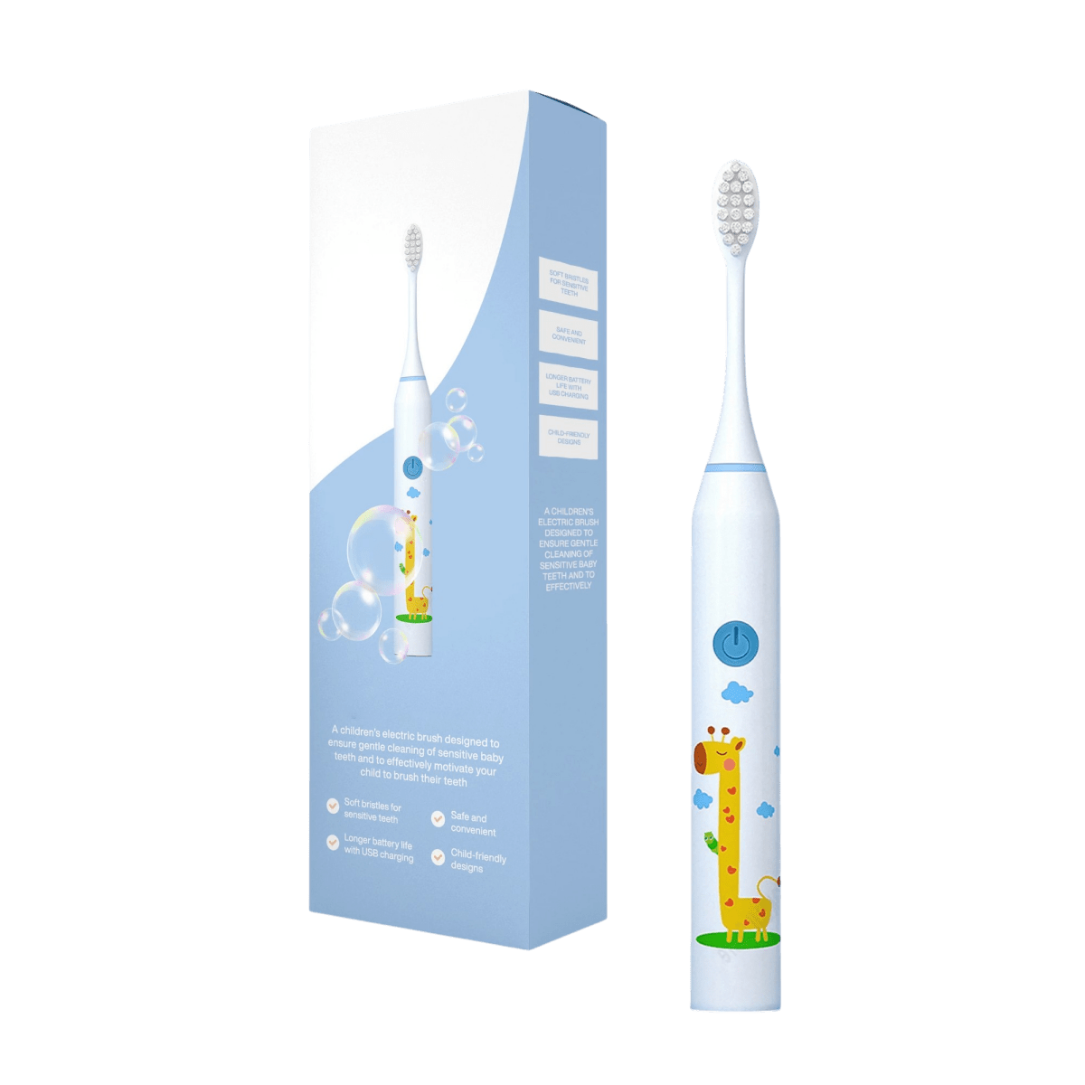 Electric Toothbrush Kids with Bear, Giraffe, Crocodile Rabbit Design - Babies Mall