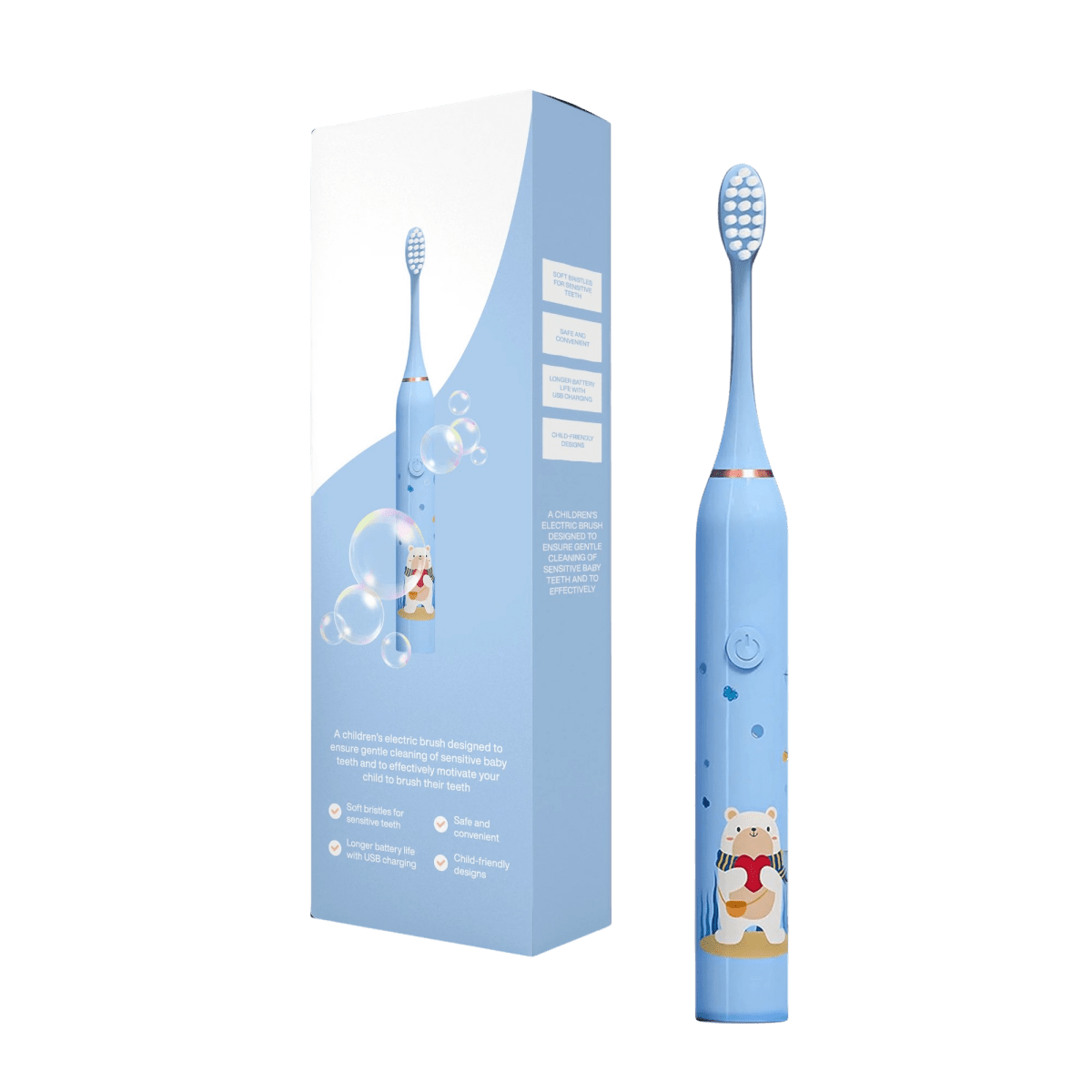 Electric Toothbrush Kids with Bear, Giraffe, Crocodile Rabbit Design - Babies Mall