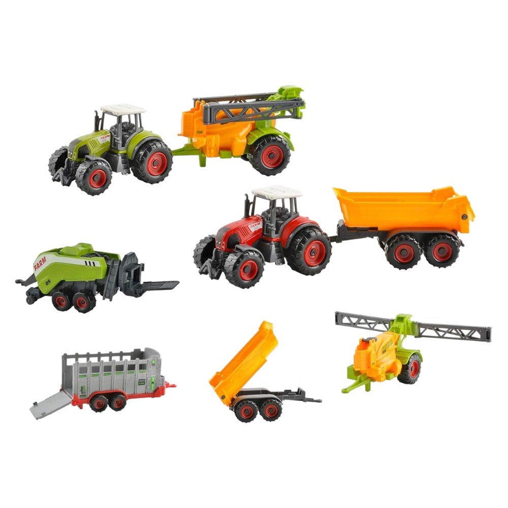 Farm Toy Set 6 Agricultural Vehicles, Trailers & Equipment for Kids - Babies Mall