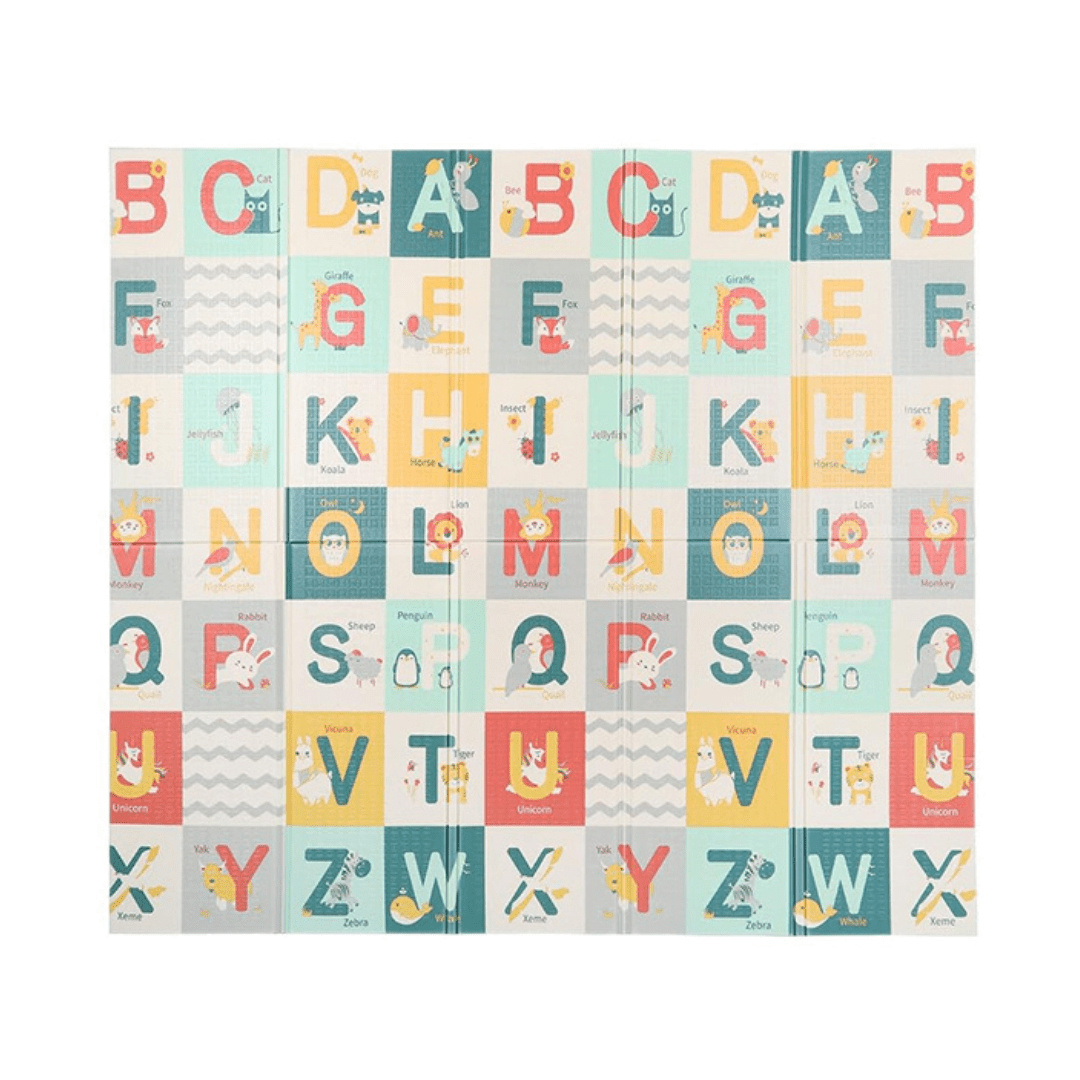 Foldable Baby Play Mat Waterproof Reversible Letters Numbers Foam - Babies Mall